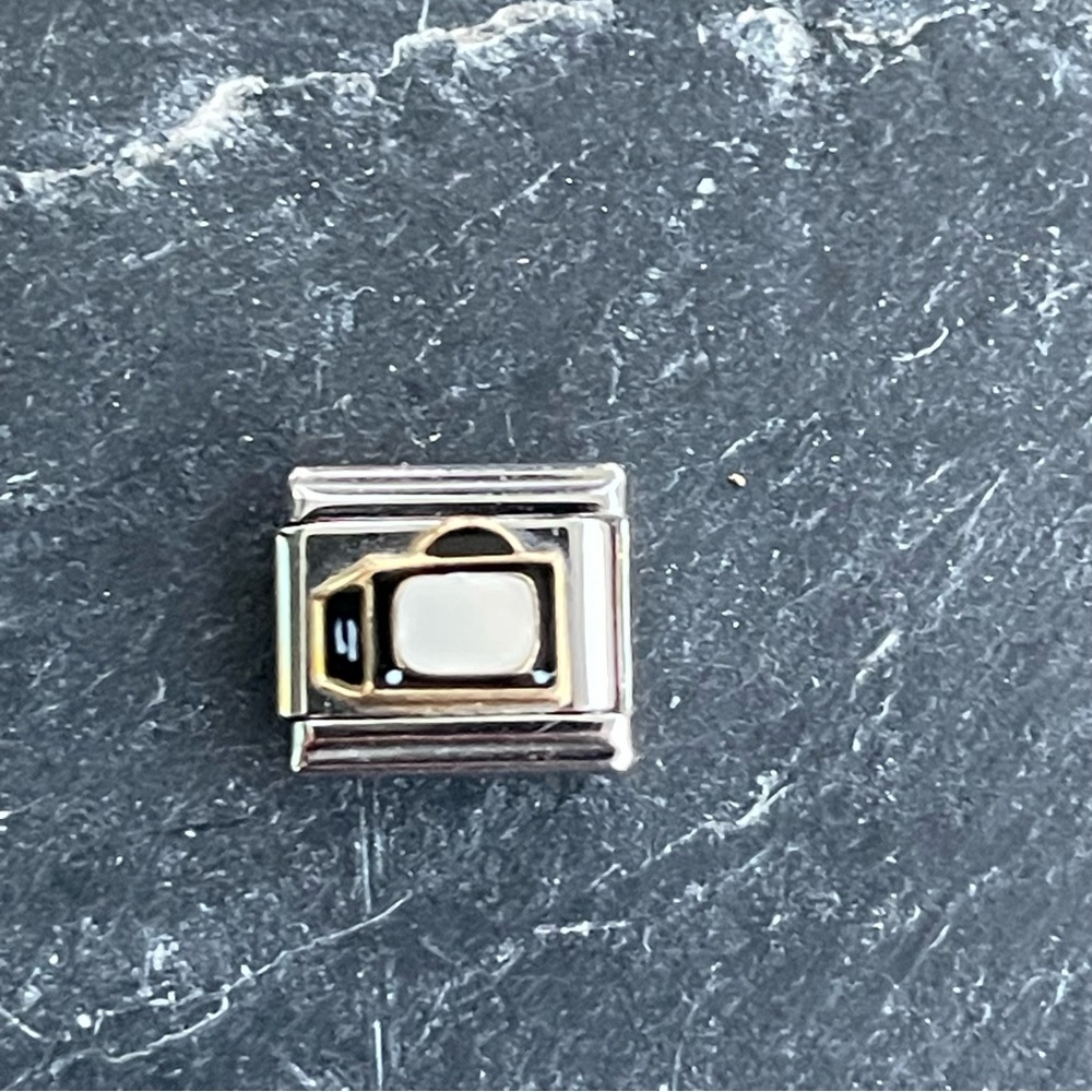 Zoppini Stainless Steel & Gold Black Camera Charm